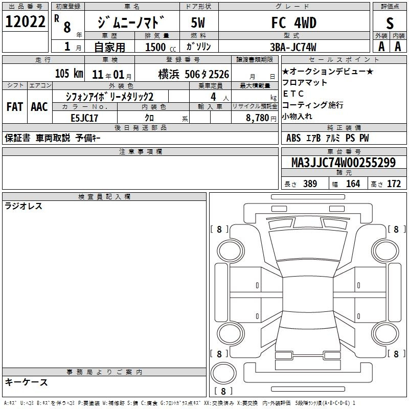 Аукционный лист SUZUKI JIMNY NOMADE 2026